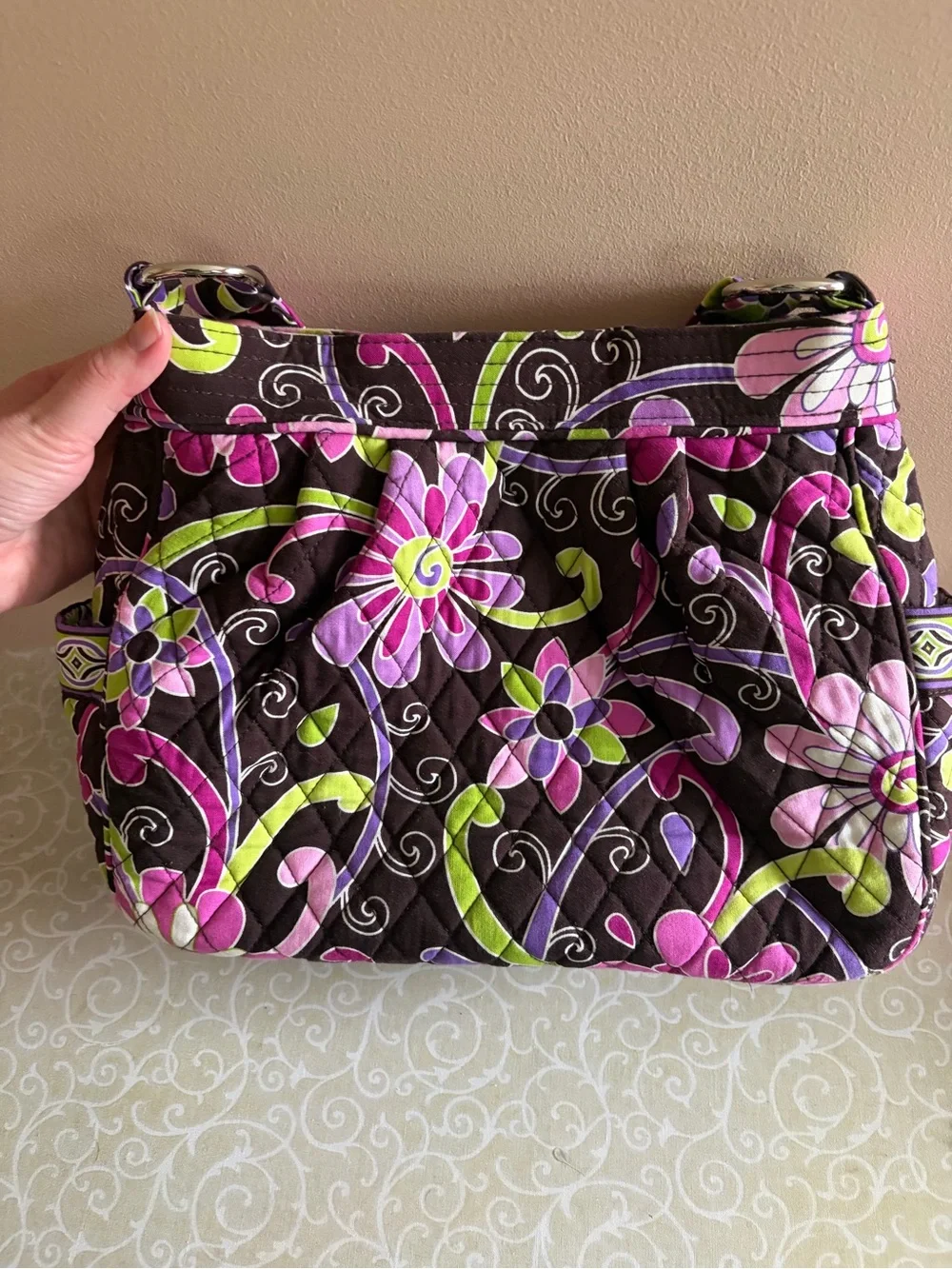 Vera Bradley Floral Shoulder Bag in Purple punch